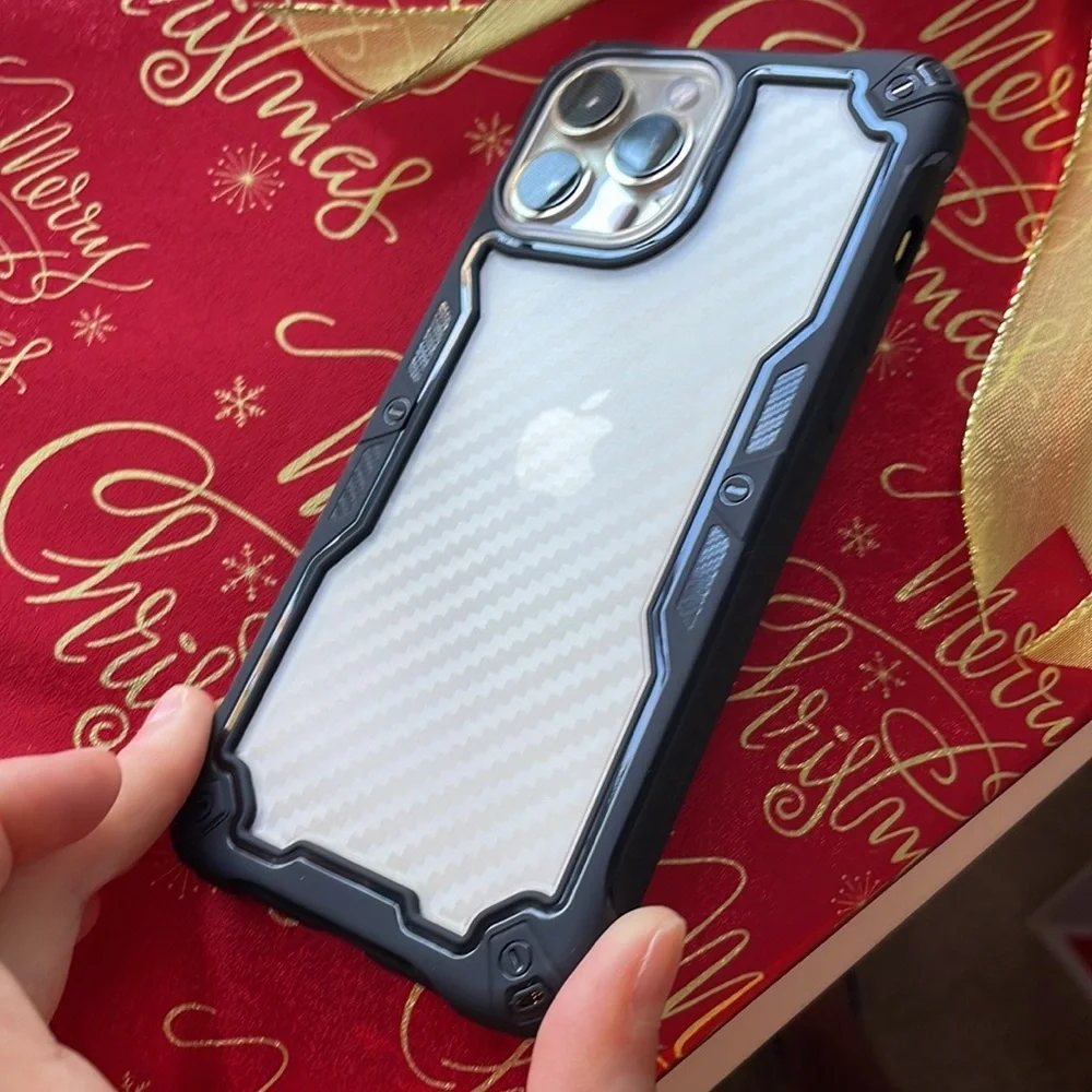 For iPhone 13 mini,13,13 PRO,13 PRO MAX phone case carbon fiber texture clear